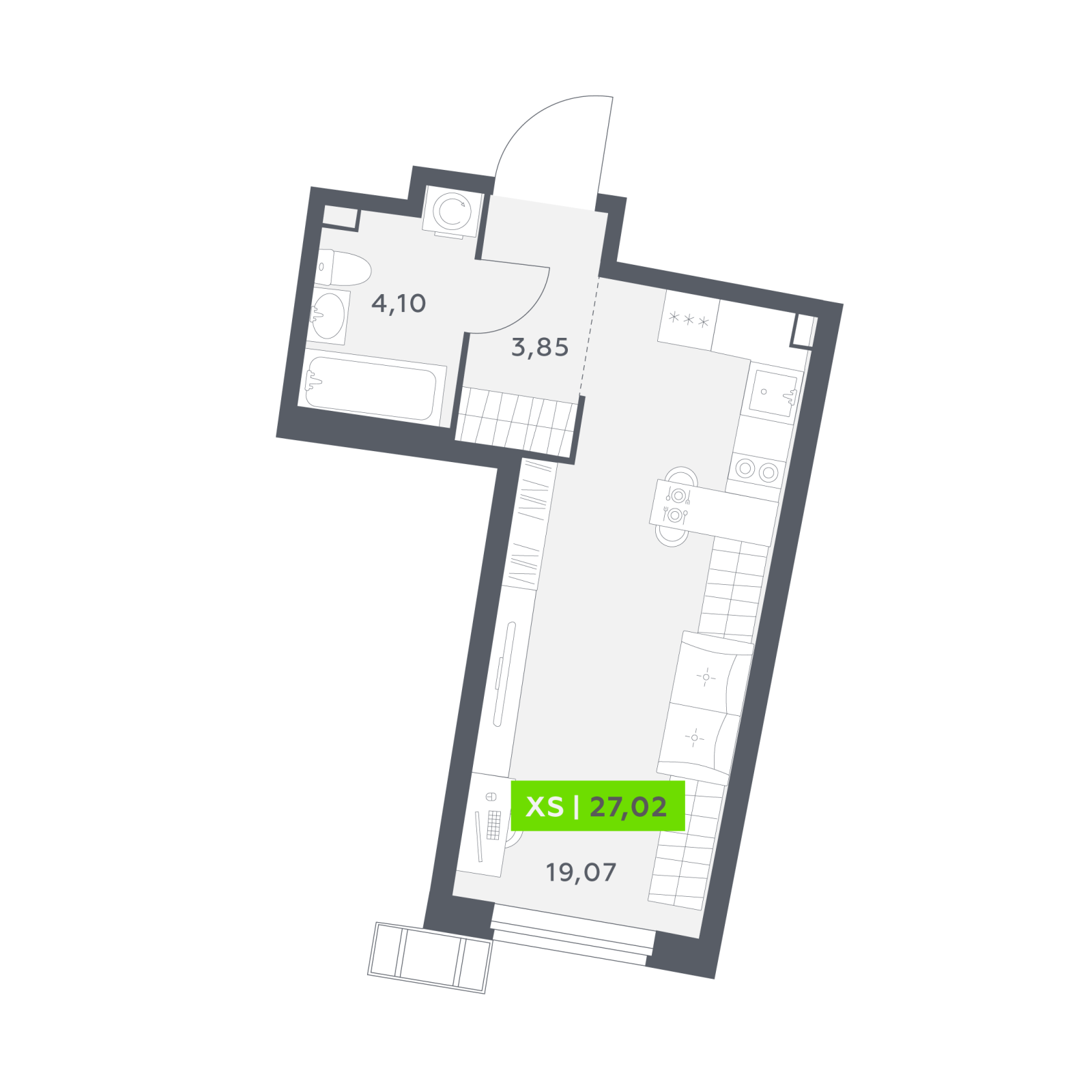 Планировка: студия, 27,0 м²