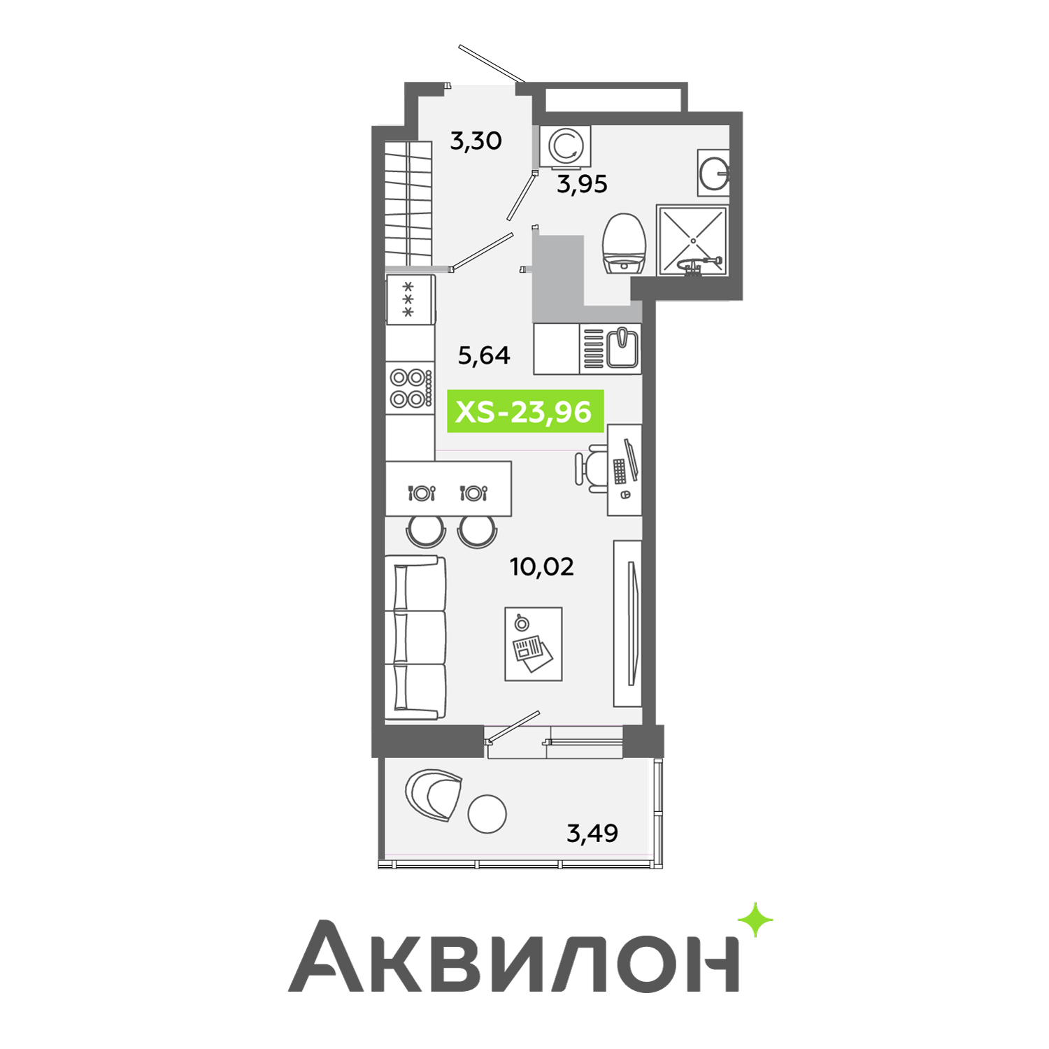 Планировка: студия, 24,0 м²
