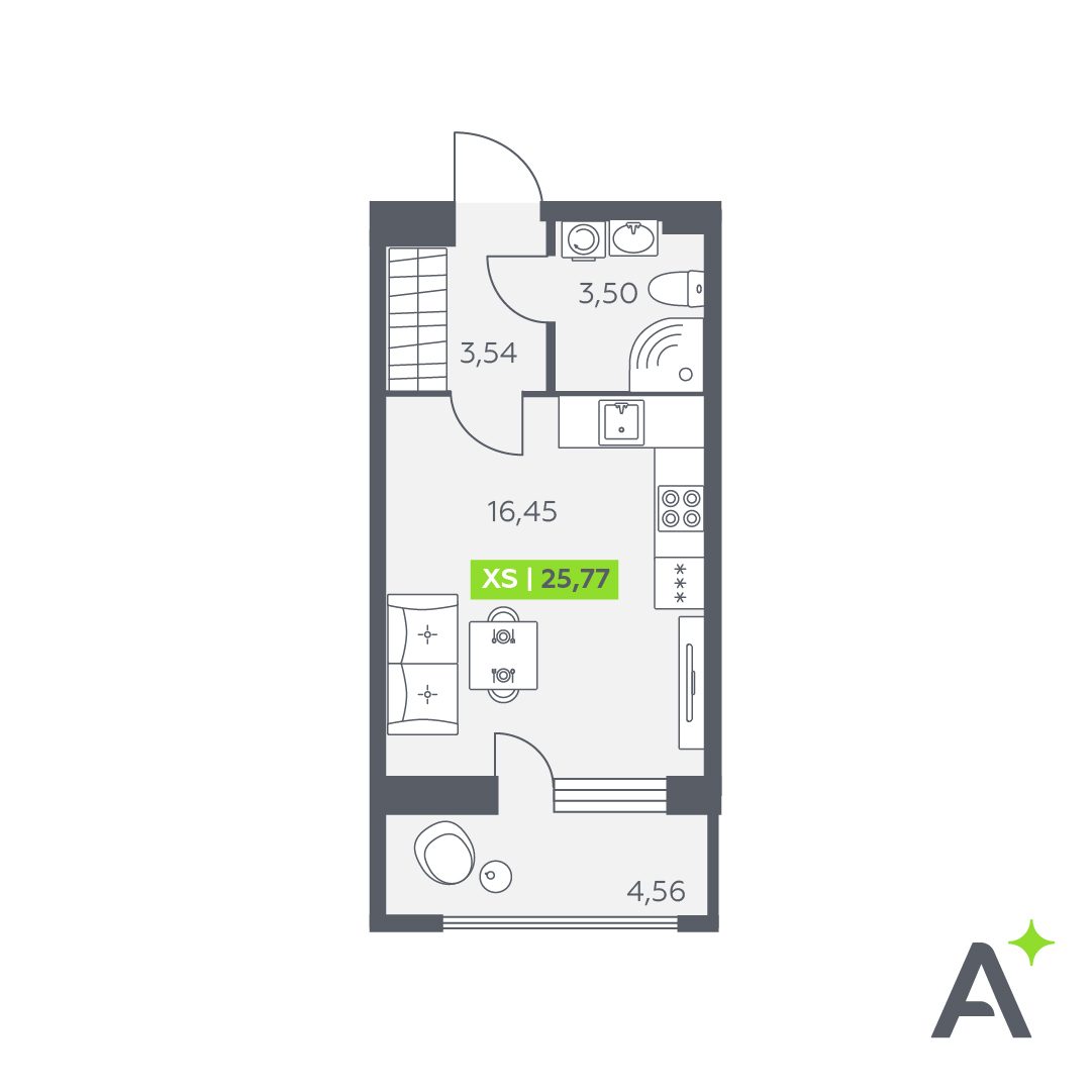 Планировка: студия, 25,8 м²