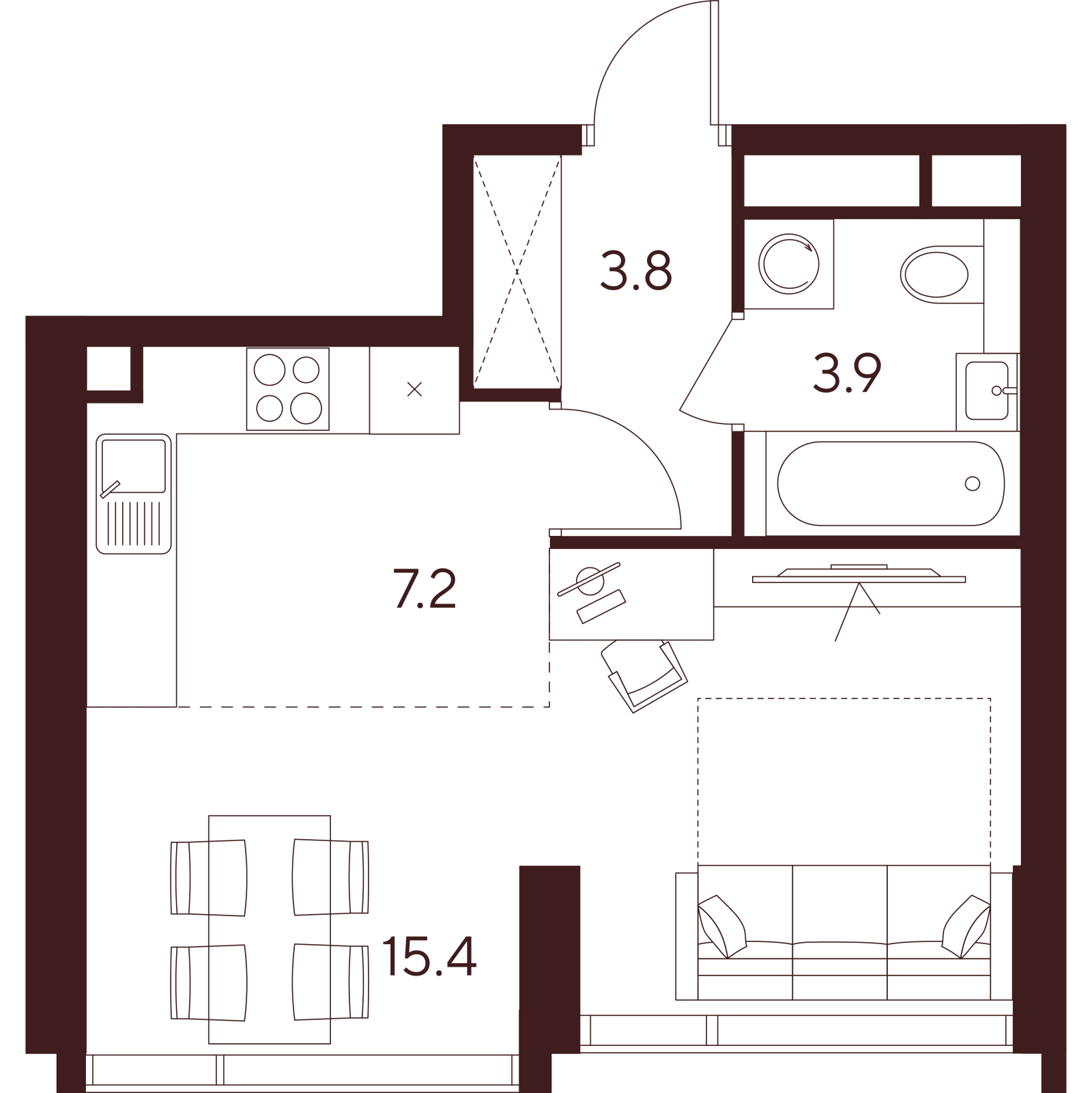 Планировка: студия, 30,3 м²