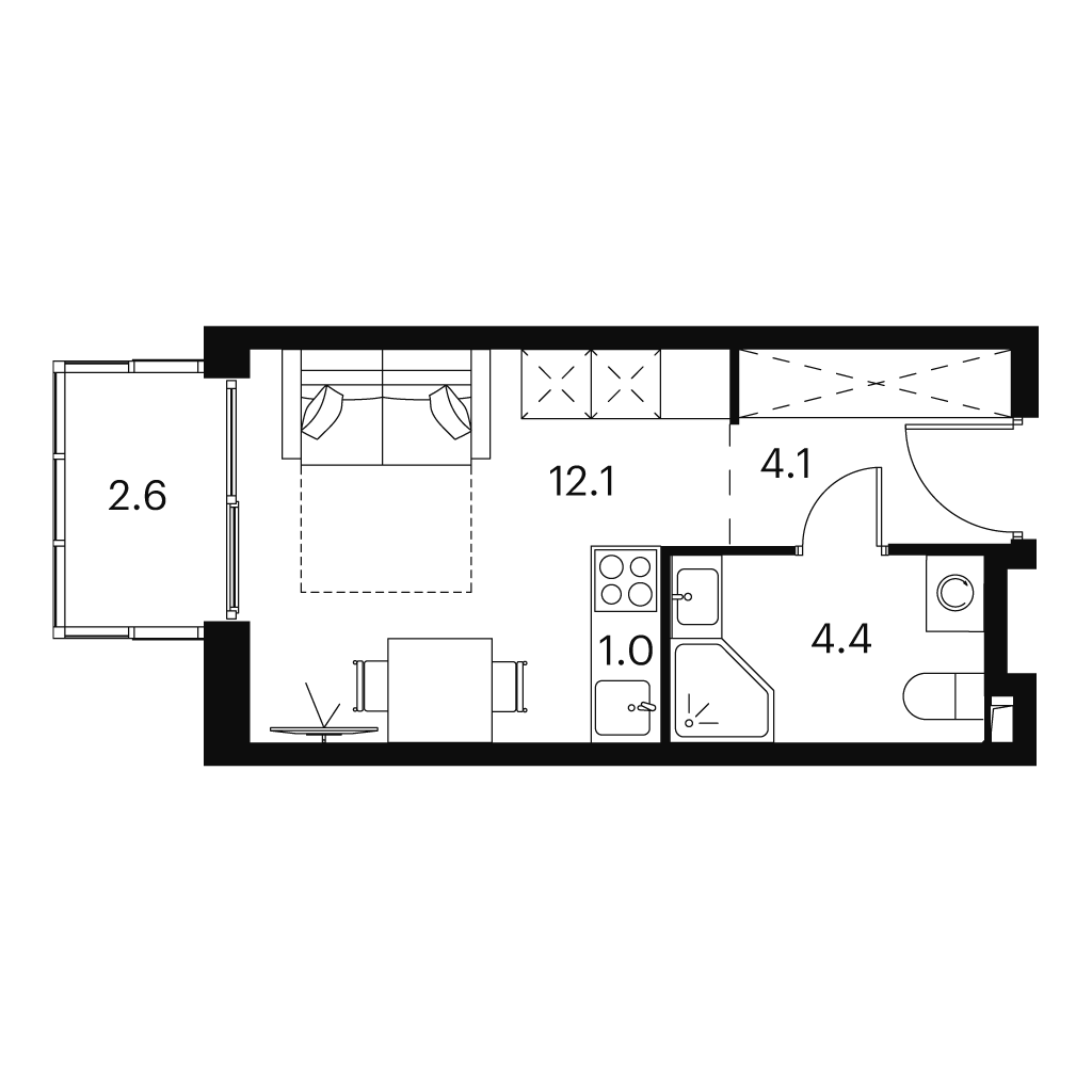 Планировка: студия, 24,2 м²