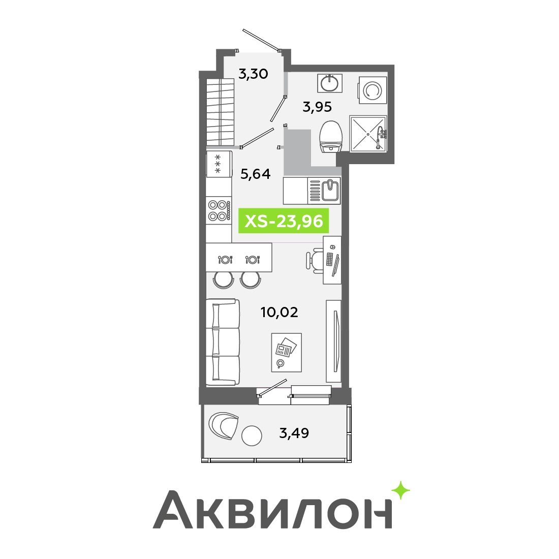 Планировка: студия, 24,0 м²