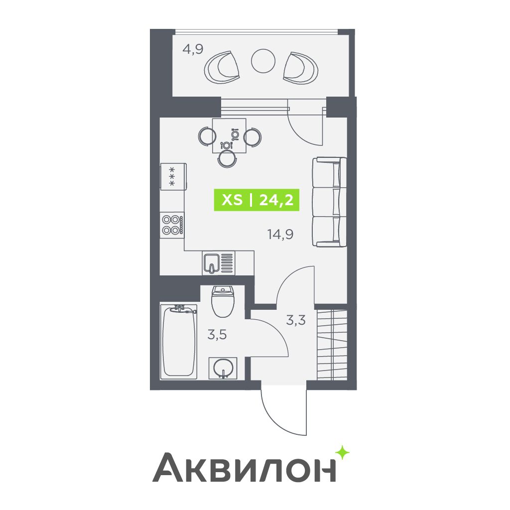 Планировка: студия, 24,2 м²