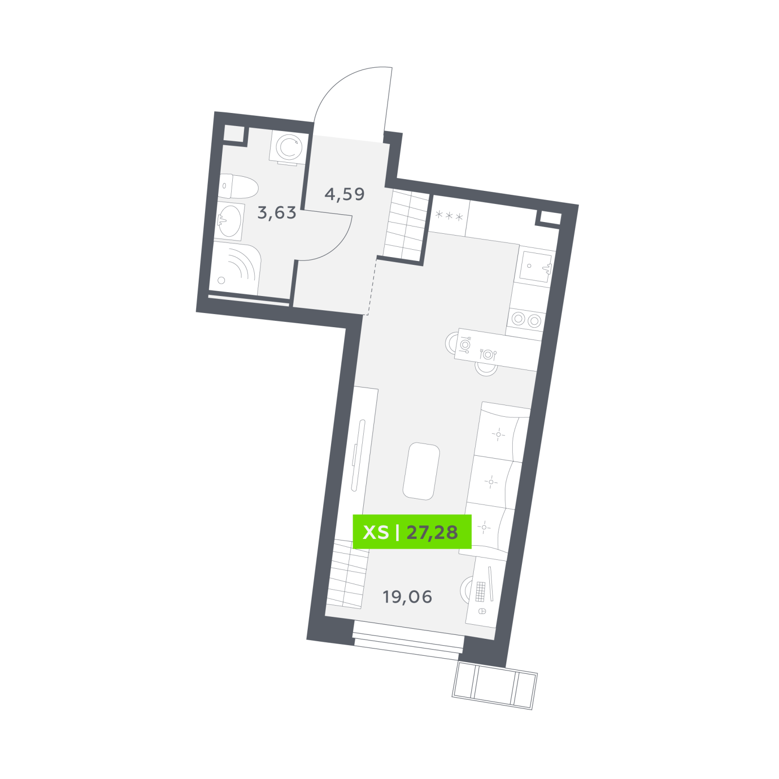 Планировка: студия, 27,3 м²