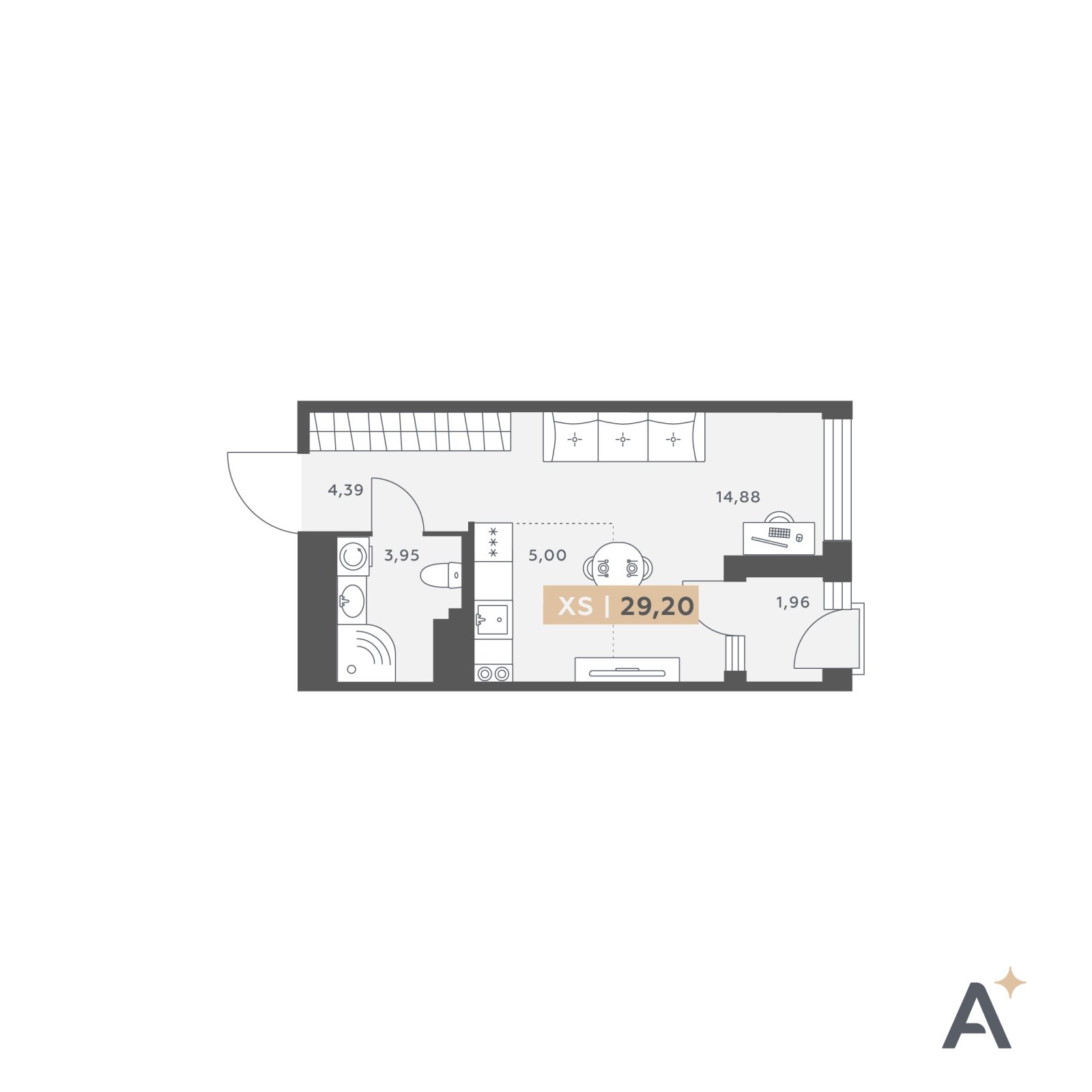 Планировка: студия, 29,2 м²