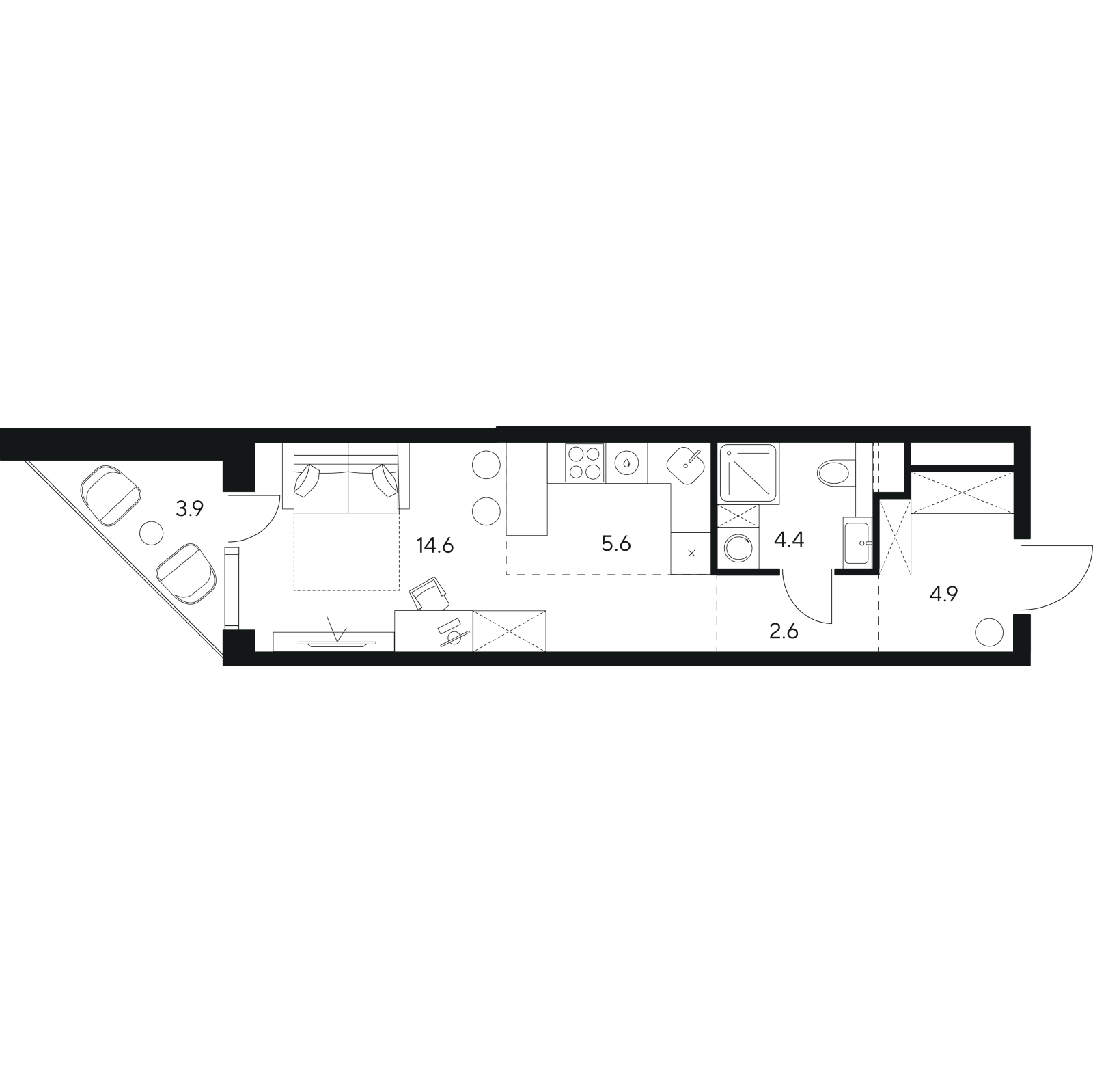Планировка: студия, 36,0 м²