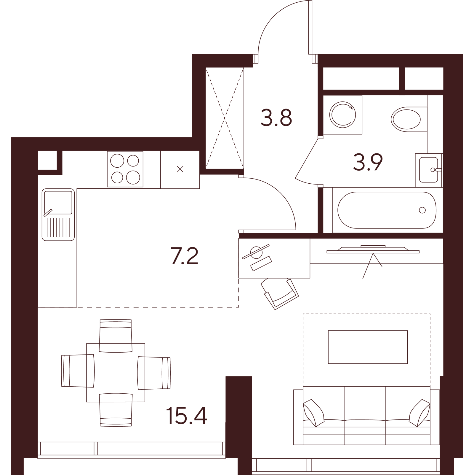 Планировка: студия, 30,3 м²