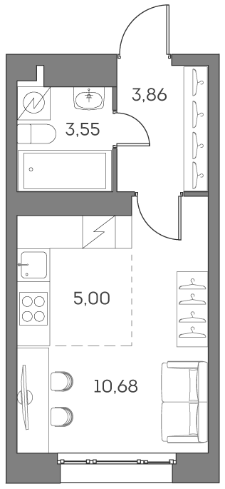 Планировка: студия, 23,1 м²