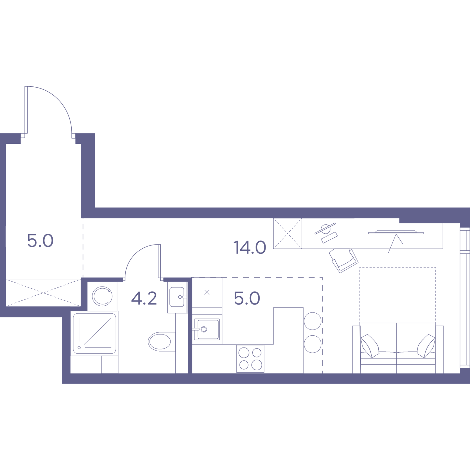 Планировка: студия, 28,2 м²