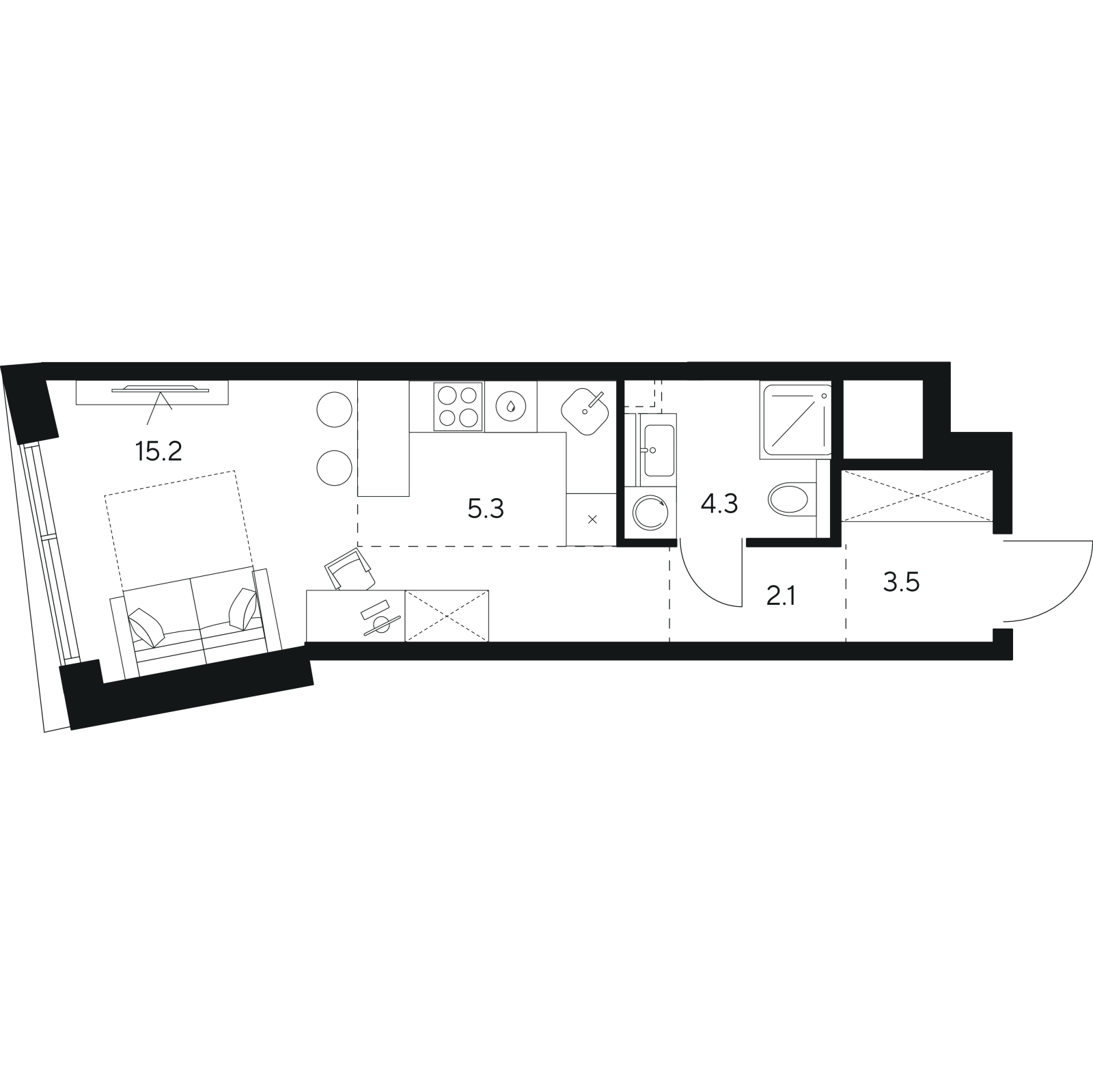 Планировка: студия, 30,4 м²