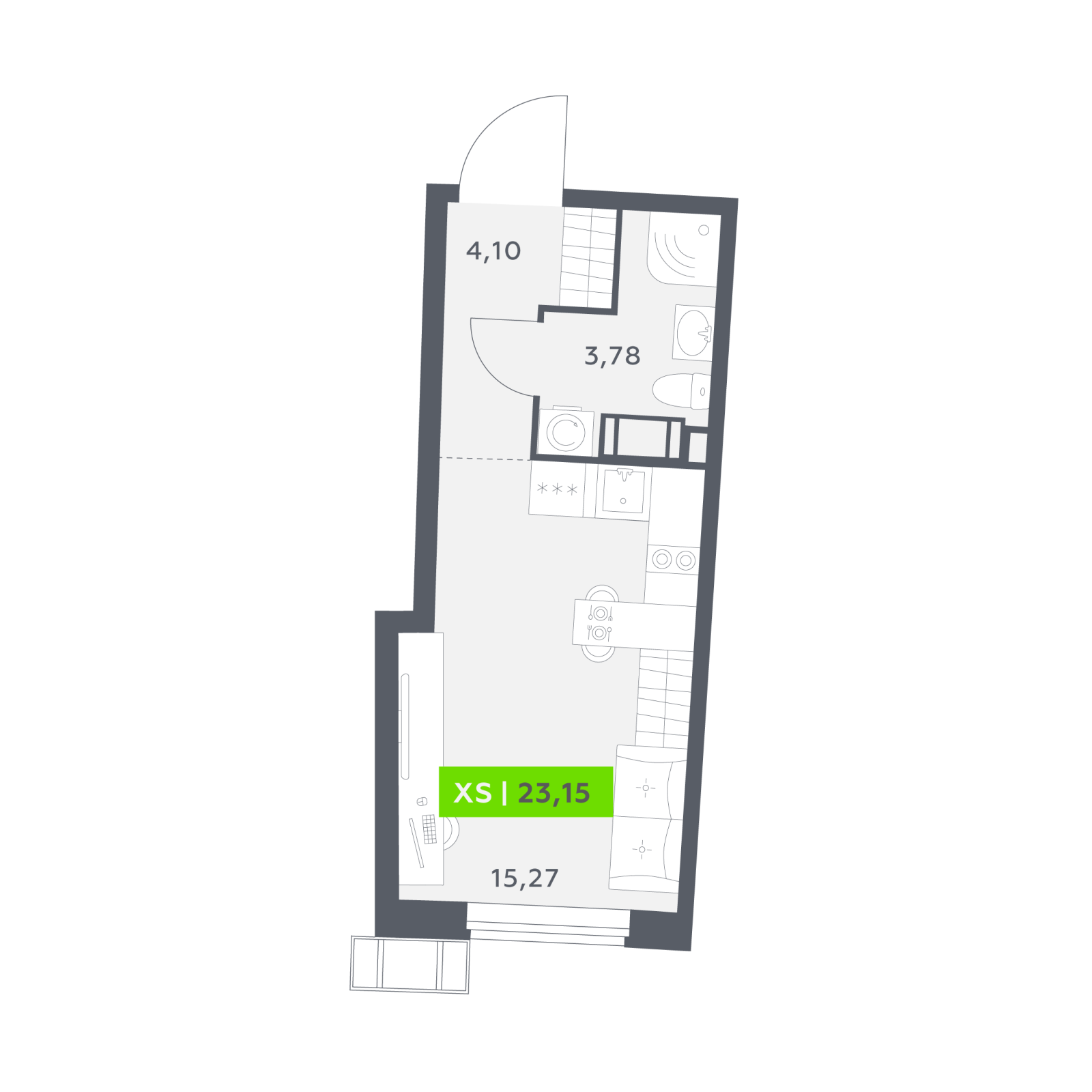 Планировка: студия, 23,2 м²