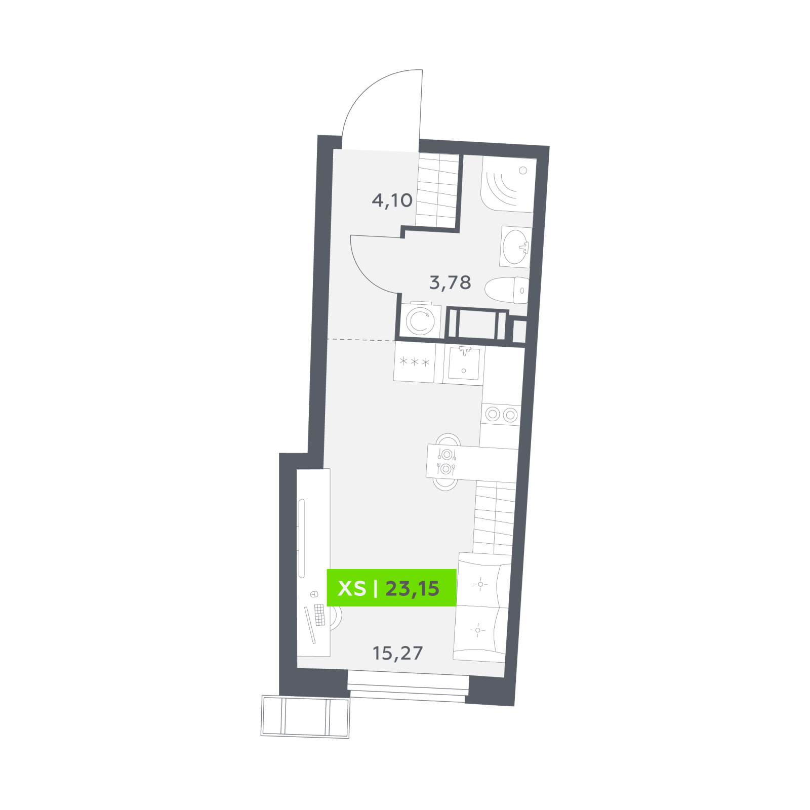 Планировка: студия, 23,2 м²