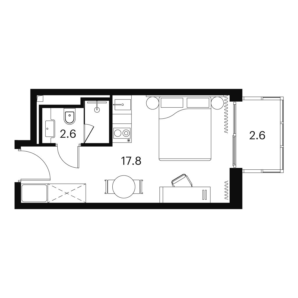 Планировка: студия, 23,0 м²