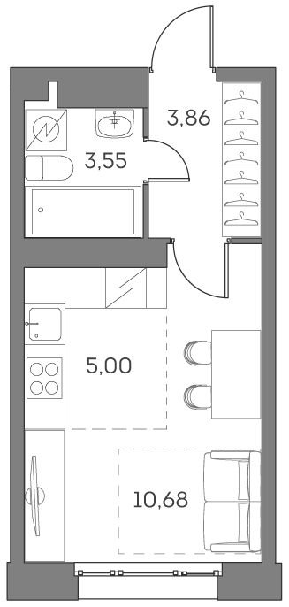Планировка: студия, 23,1 м²