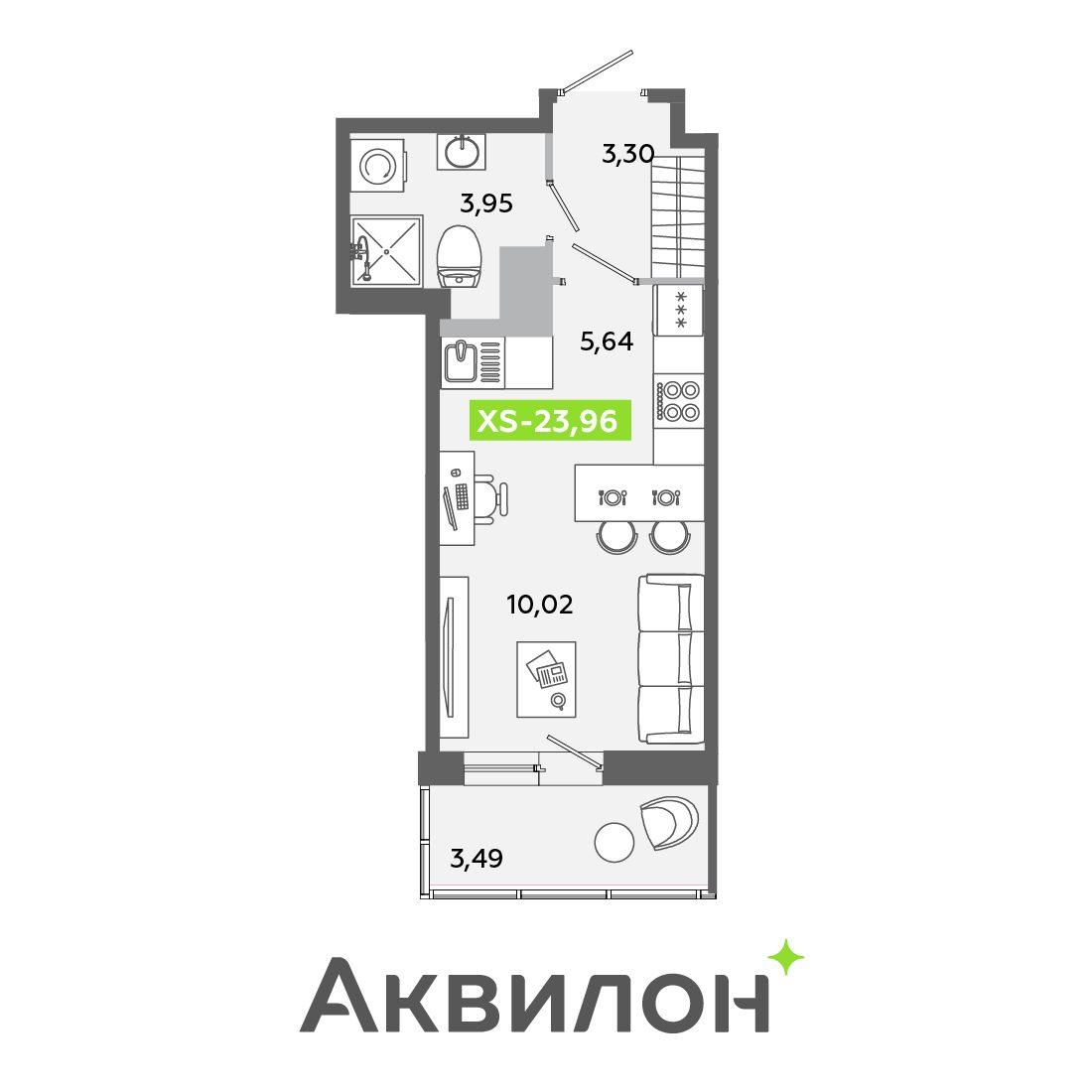 Планировка: студия, 24,0 м²