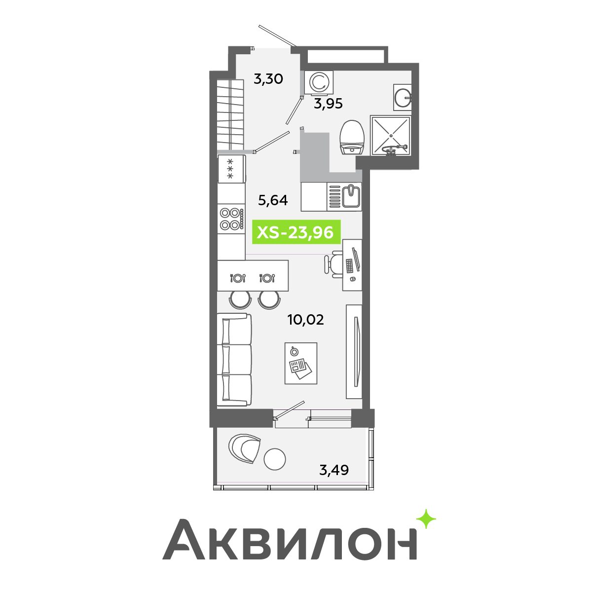 Планировка: студия, 24,0 м²