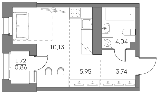 Планировка: студия, 24,7 м²