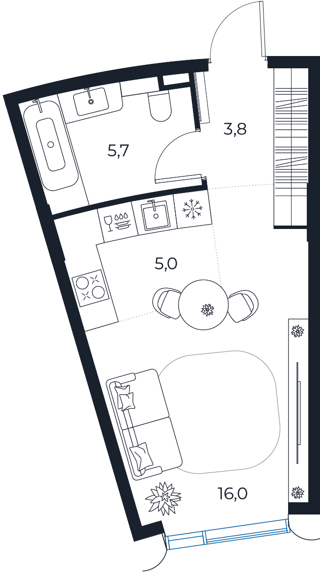 Планировка: студия, 30,2 м²