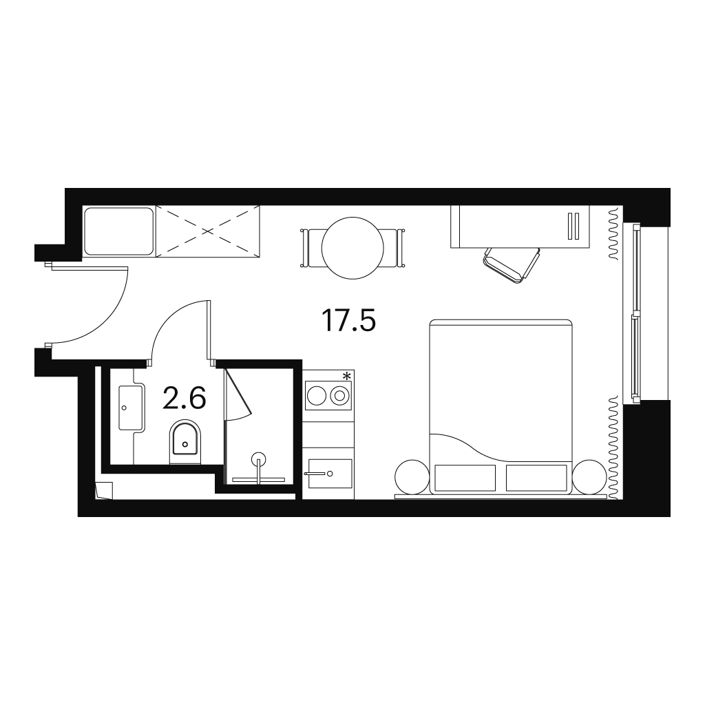 Планировка: студия, 20,1 м²