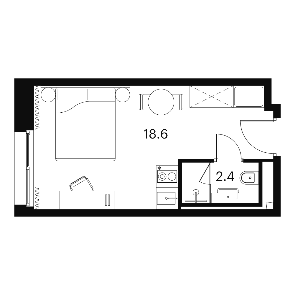Планировка: студия, 21,0 м²