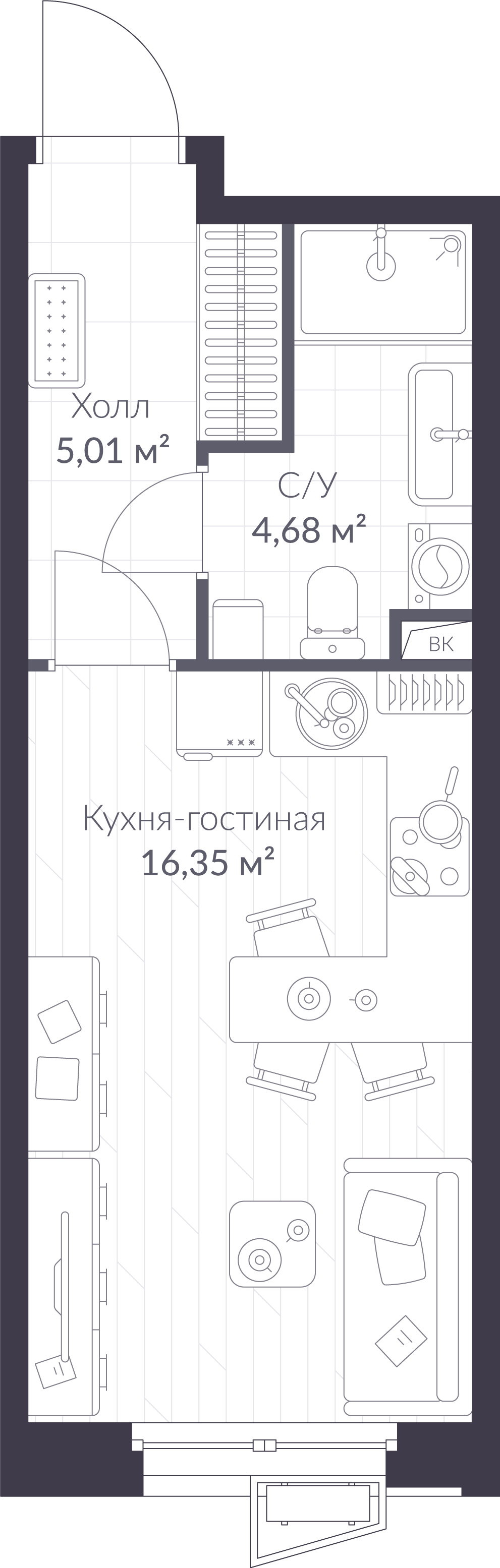 Планировка: студия, 26,0 м²